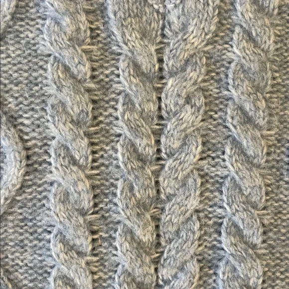 Happily Grey Cropped Heather Light Blue CottageCore Cable knit Sweater Size L - Picture 3 of 5